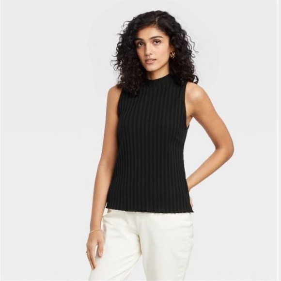 a new day | Tops | A New Day Black Mock Neck Ribbed Tank Top | Poshmark